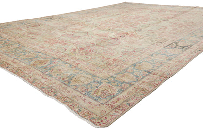 10 x 15 - Beige Antique Persian Yazd Rug - 60841