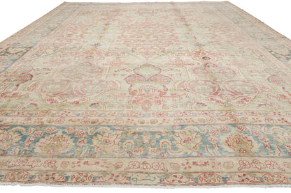 10 x 15 - Beige Antique Persian Yazd Rug - 60841