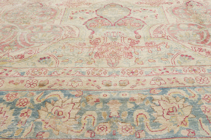 10 x 15 - Beige Antique Persian Yazd Rug - 60841