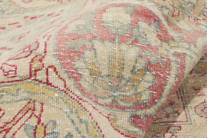 10 x 15 - Beige Antique Persian Yazd Rug - 60841