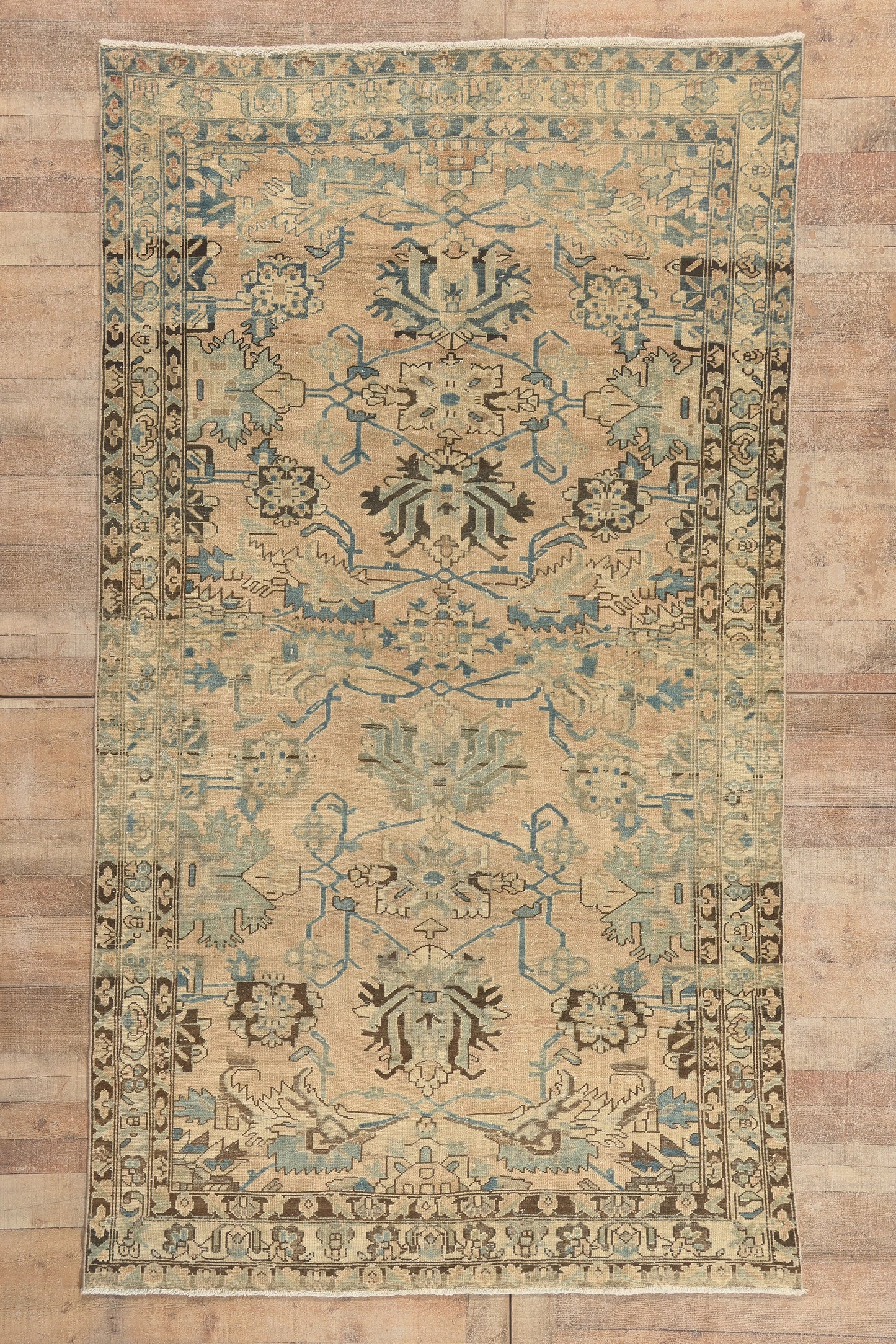 5 x 10 - Tan Vintage Persian Hamadan Rug - 60954
