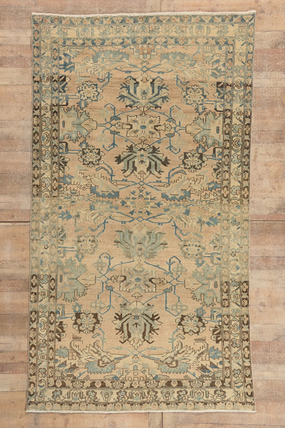 5 x 10 - Tan Vintage Persian Hamadan Rug - 60954