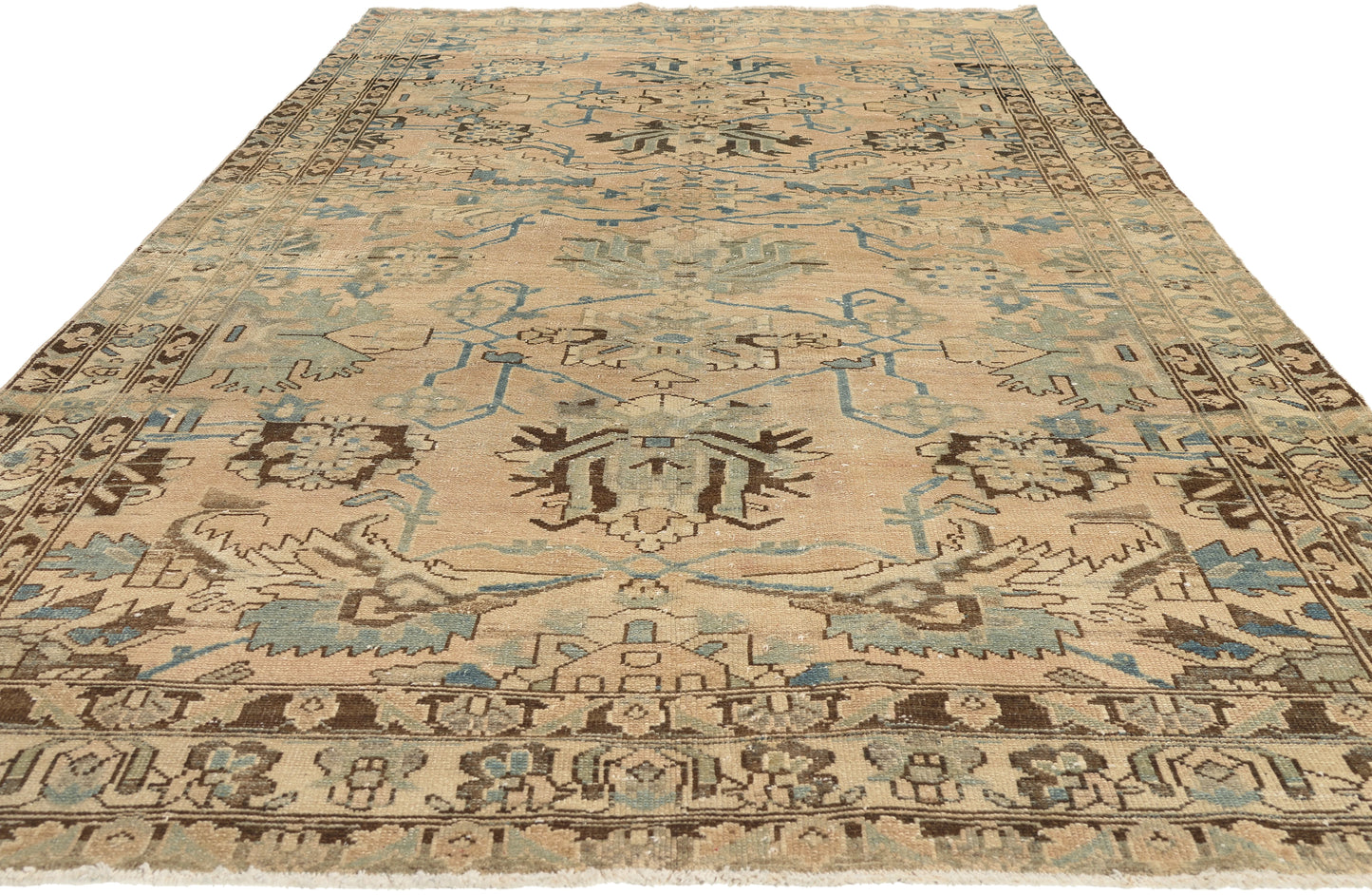 5 x 10 - Tan Vintage Persian Hamadan Rug - 60954