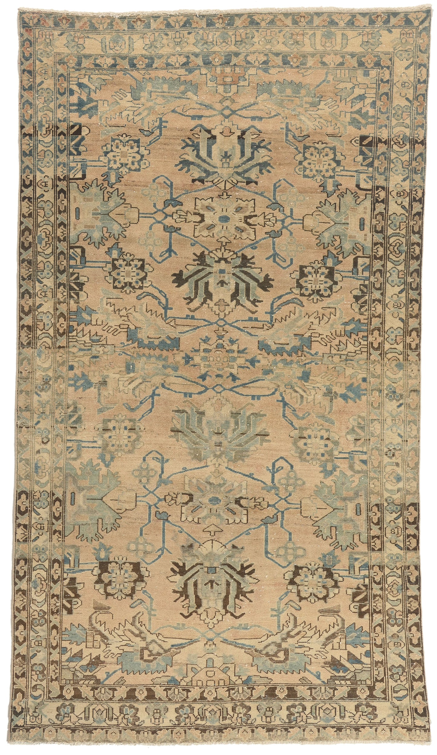 5 x 10 - Tan Vintage Persian Hamadan Rug - 60954