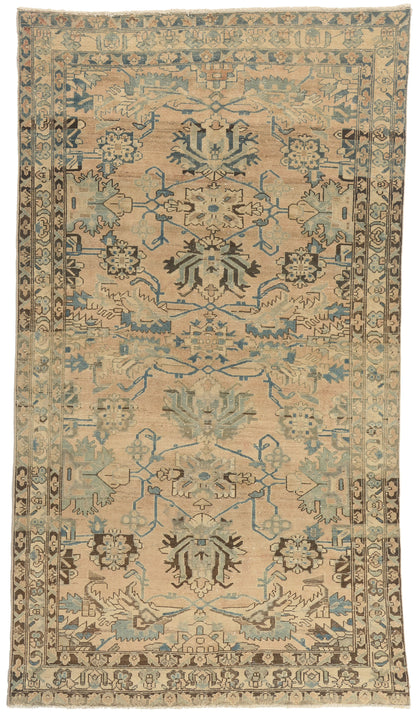 5 x 10 - Tan Vintage Persian Hamadan Rug - 60954