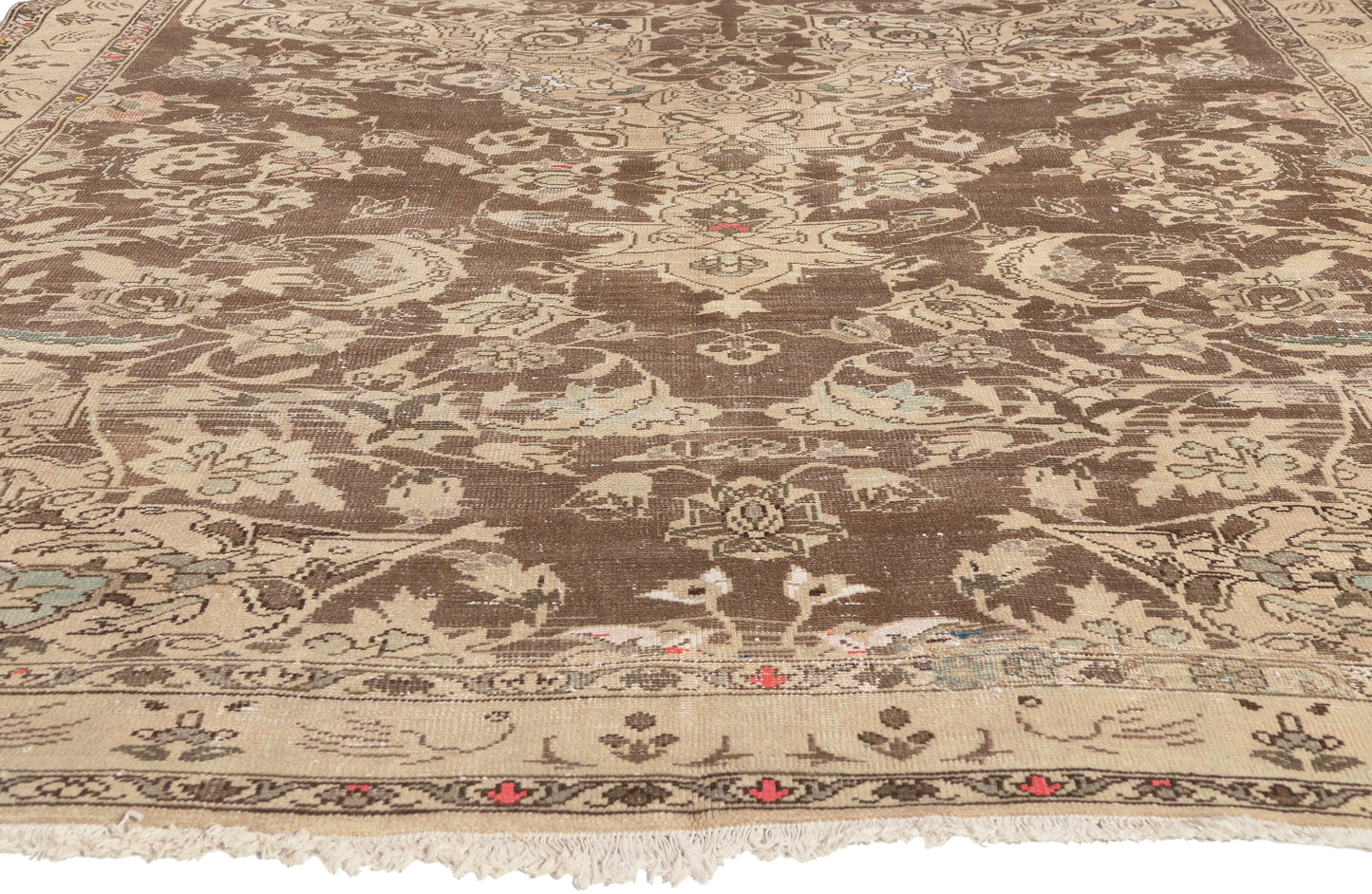 7 x 12 - Brown Antique Persian Feridan Rug - 60961