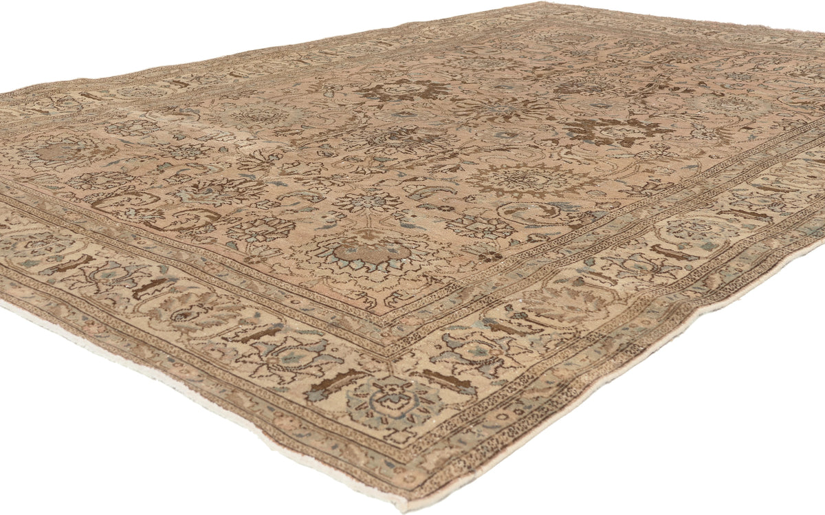 6 x 9 - Brown Vintage Persian Tabriz Rug - 60969