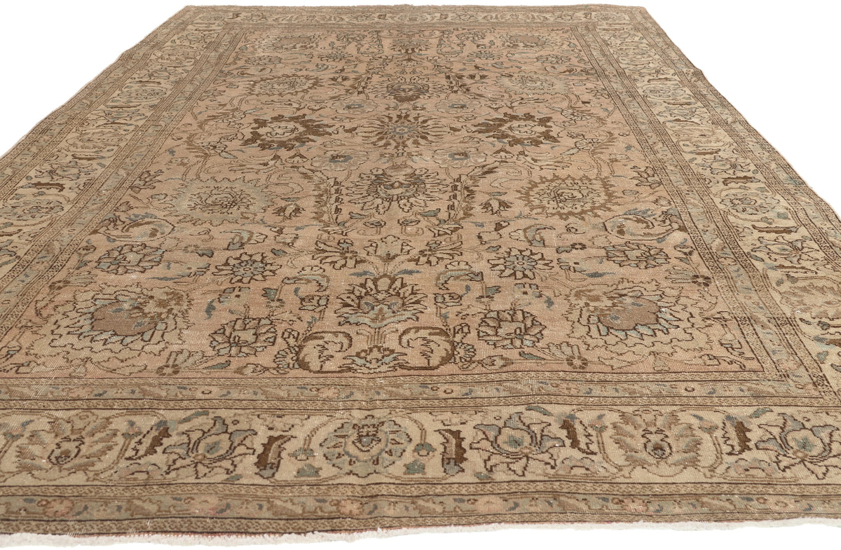 6 x 9 - Brown Vintage Persian Tabriz Rug - 60969