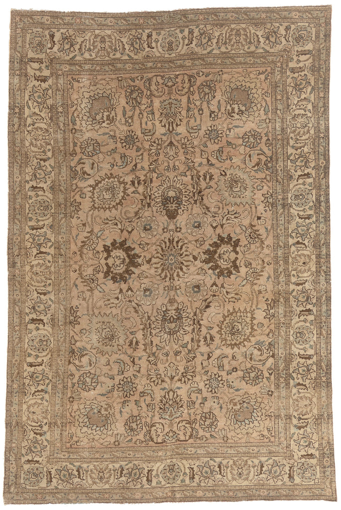 6 x 9 - Brown Vintage Persian Tabriz Rug - 60969