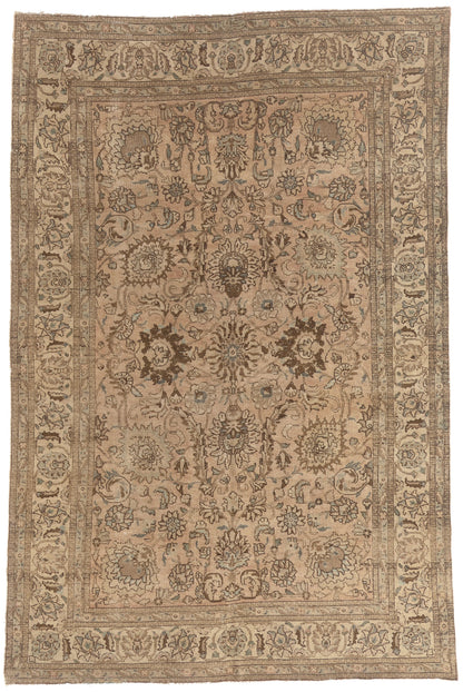 6 x 9 - Brown Vintage Persian Tabriz Rug - 60969