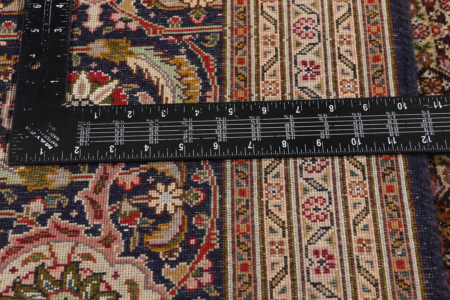 10 x 13 - Navy Blue Vintage Persian Tabriz Rug - 61005