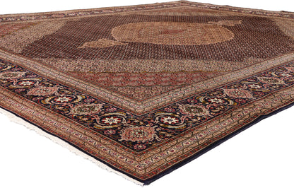 10 x 13 - Navy Blue Vintage Persian Tabriz Rug - 61005