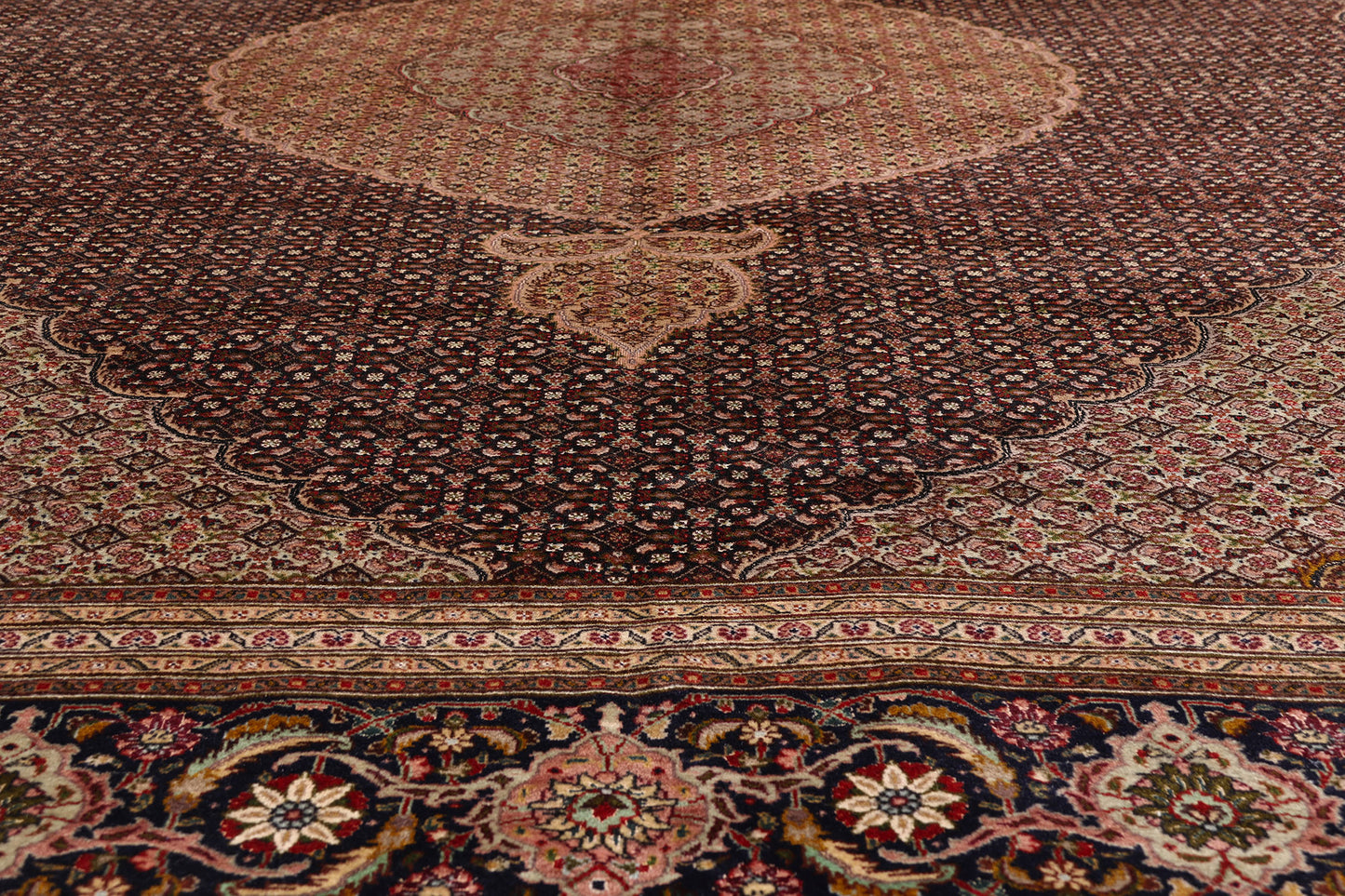 10 x 13 - Navy Blue Vintage Persian Tabriz Rug - 61005