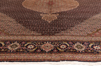 10 x 13 - Navy Blue Vintage Persian Tabriz Rug - 61005