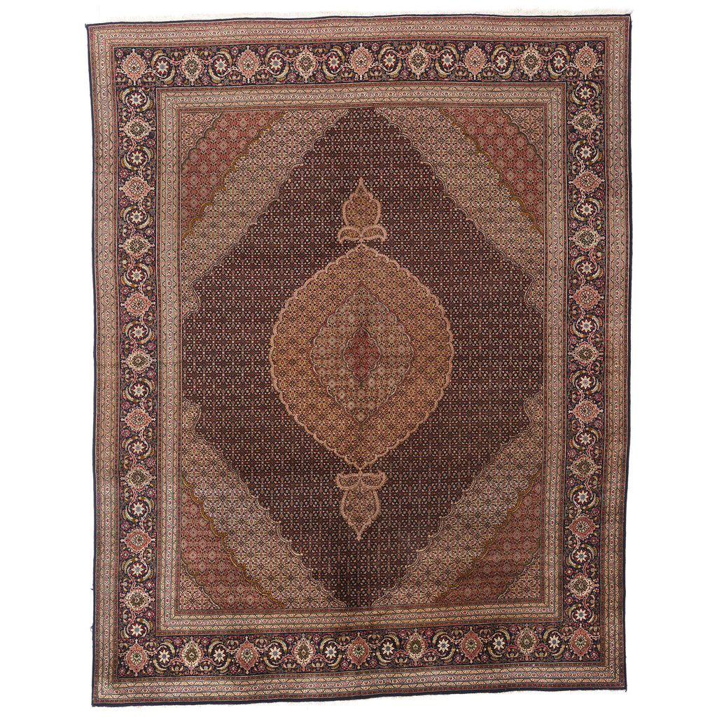 10 x 13 - Navy Blue Vintage Persian Tabriz Rug - 61005