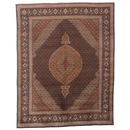 10 x 13 - Navy Blue Vintage Persian Tabriz Rug - 61005