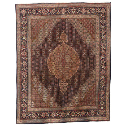 10 x 13 - Navy Blue Vintage Persian Tabriz Rug - 61005