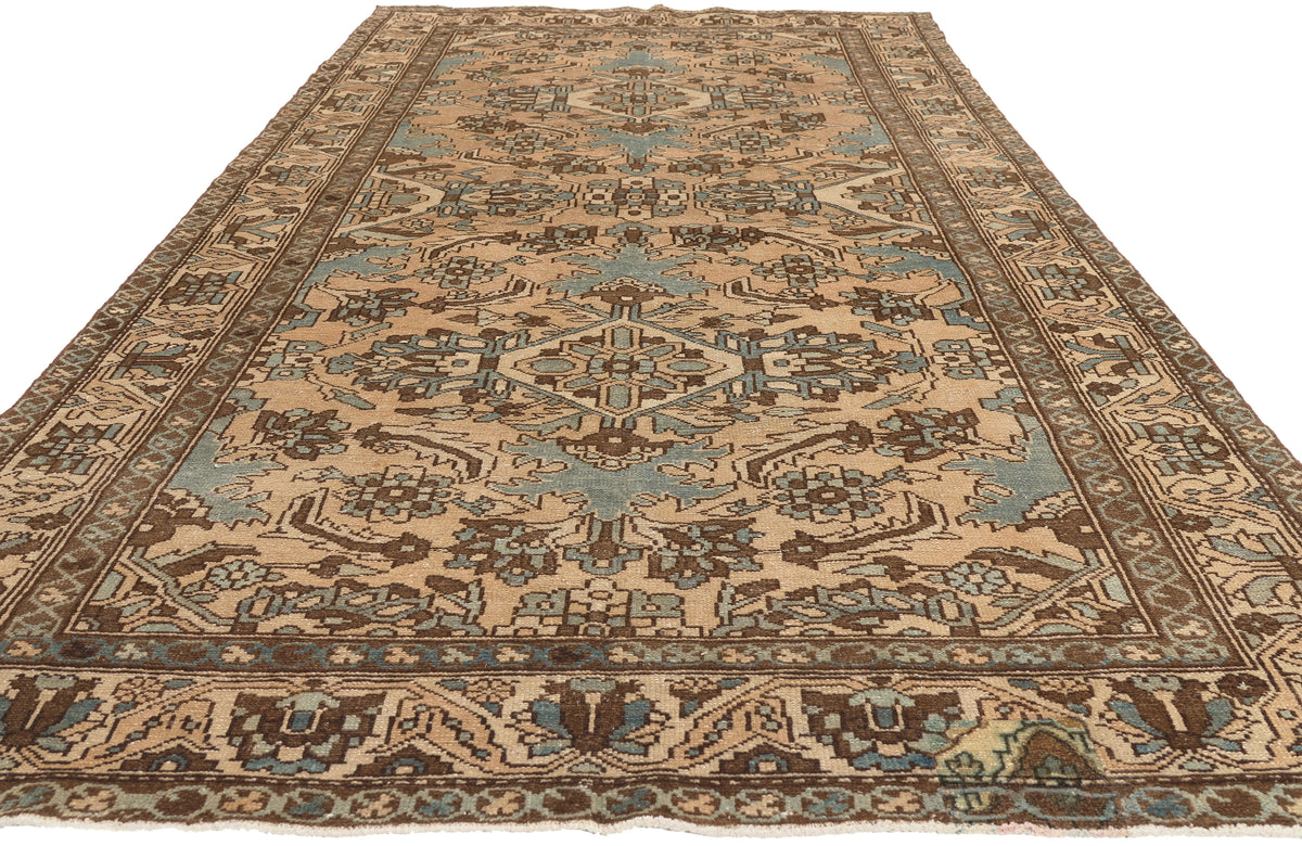 5 x 10 - Tan Vintage Persian Bakhtiari Rug - 61029