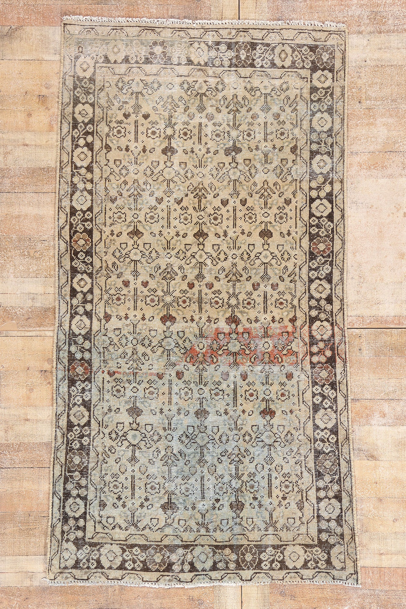 4 x 7 Beige Vintage Persian Mahal Rug 61393