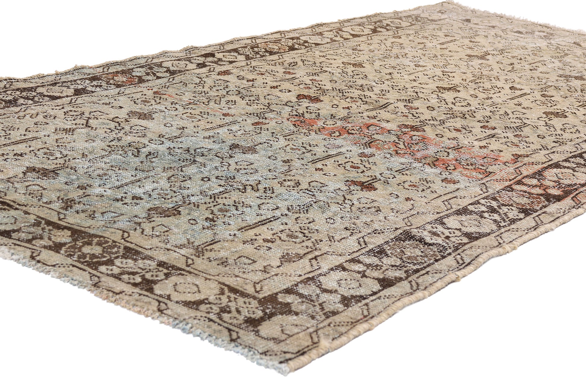 4 x 7 Beige Vintage Persian Mahal Rug 61393