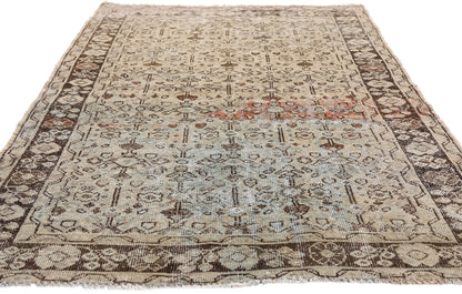 4 x 7 Beige Vintage Persian Mahal Rug 61393