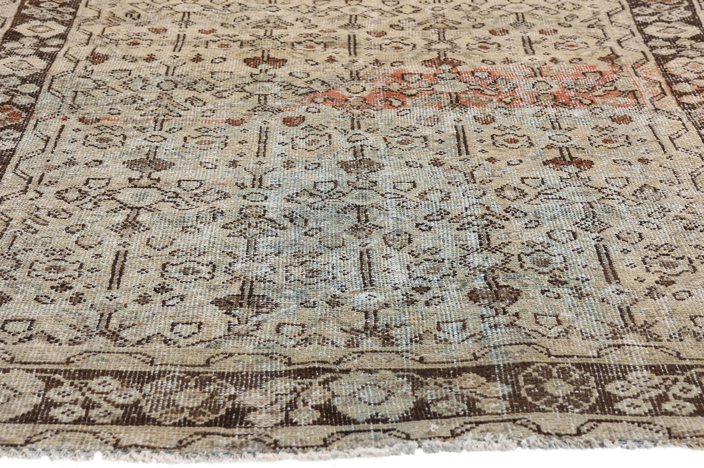 4 x 7 Beige Vintage Persian Mahal Rug 61393