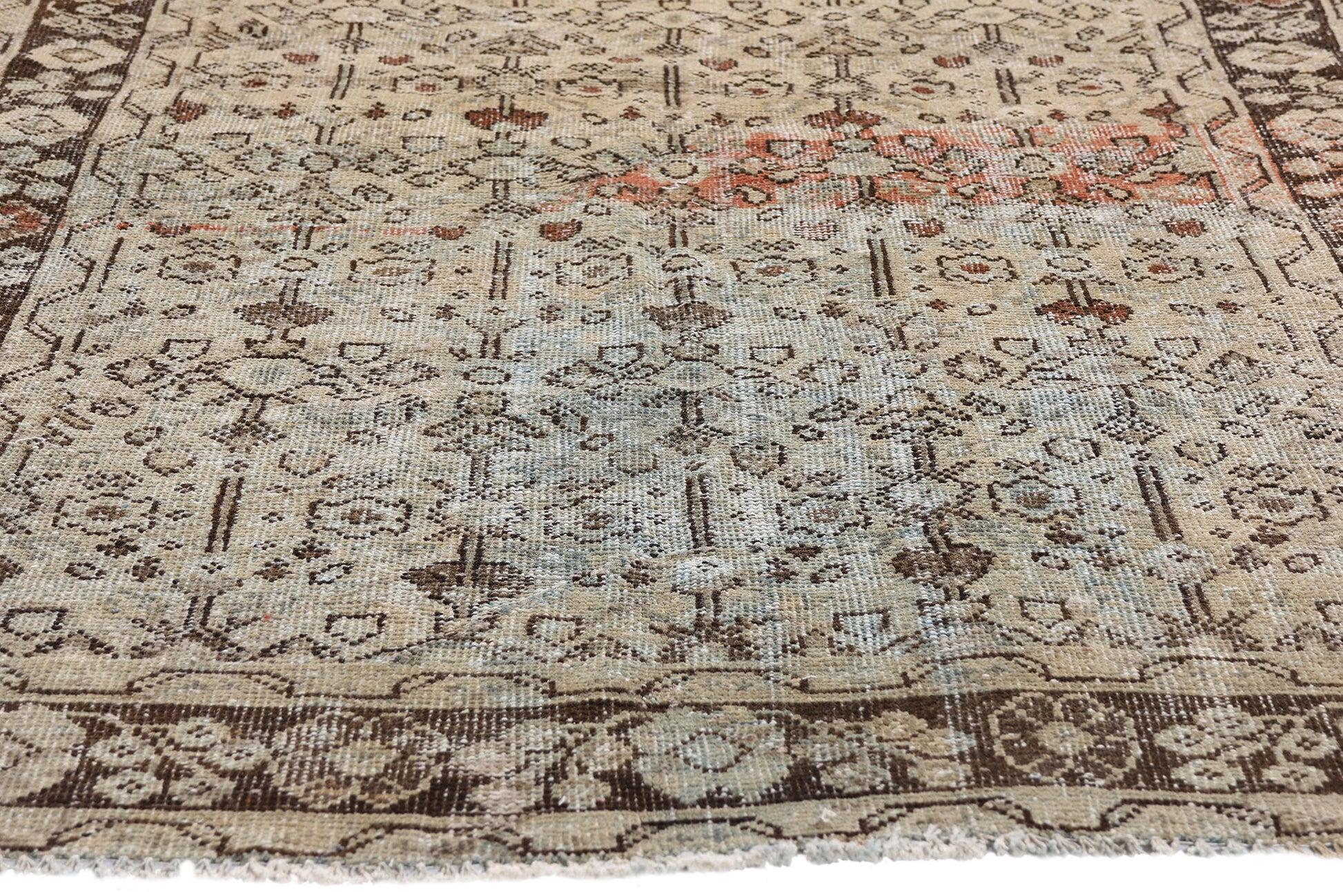 4 x 7 Beige Vintage Persian Mahal Rug 61393