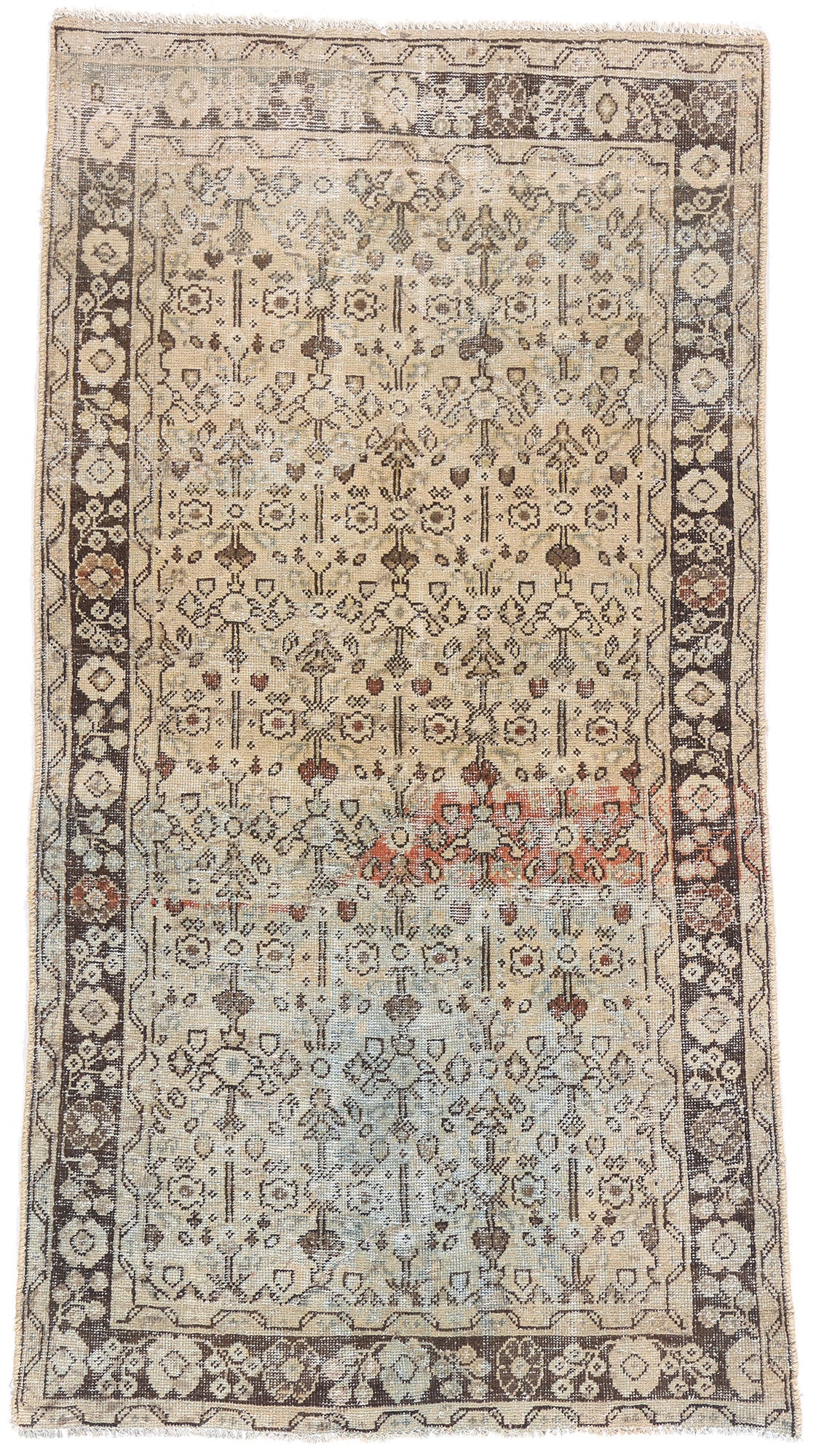 4 x 7 Beige Vintage Persian Mahal Rug 61393