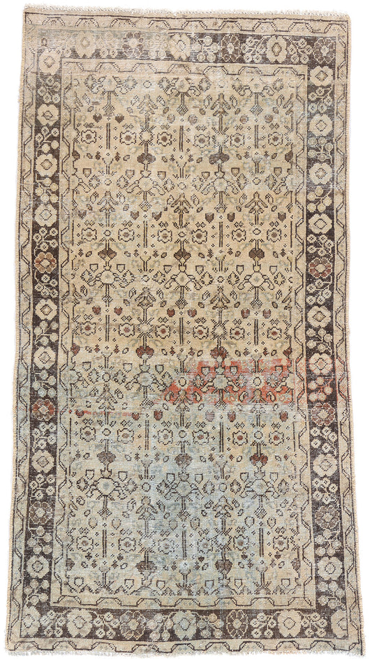 4 x 7 Beige Vintage Persian Mahal Rug 61393