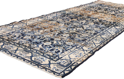 4 x 9 Navy Blue Vintage Persian Mahal Rug 61394