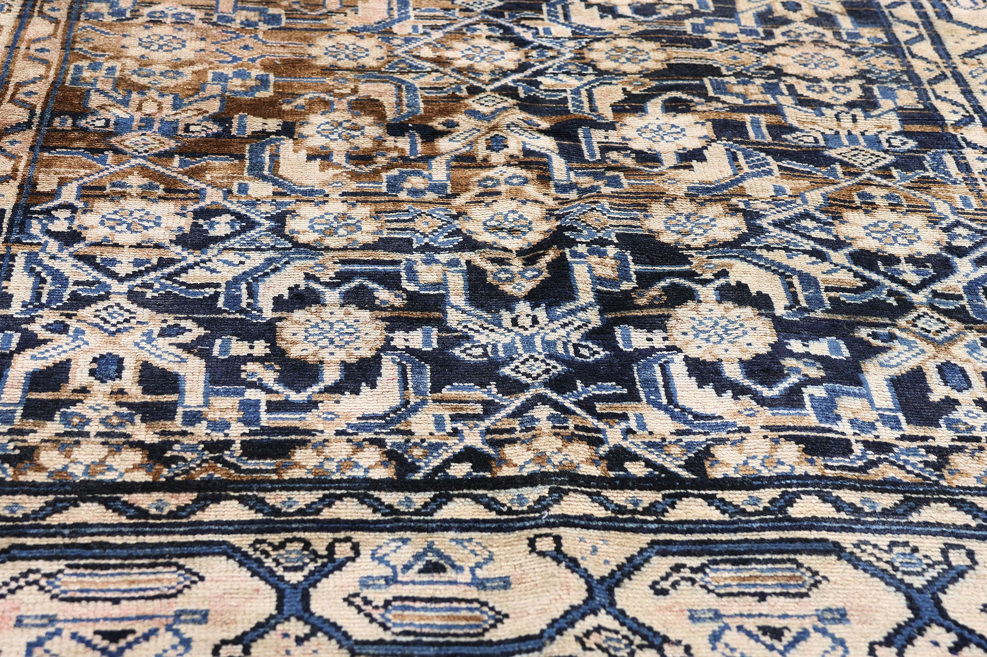 4 x 9 Navy Blue Vintage Persian Mahal Rug 61394