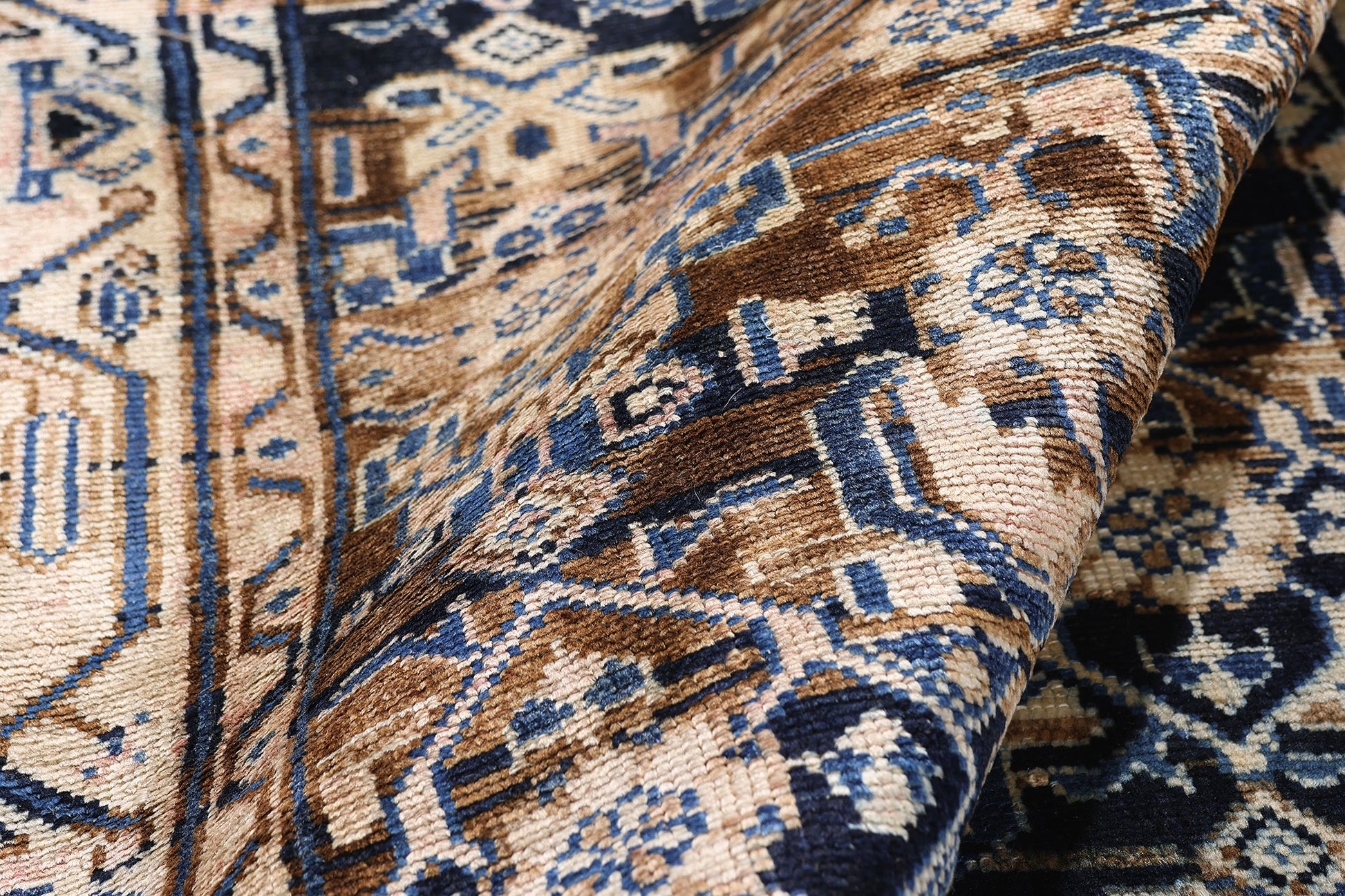 4 x 9 Navy Blue Vintage Persian Mahal Rug 61394