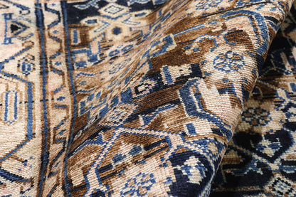 4 x 9 Navy Blue Vintage Persian Mahal Rug 61394