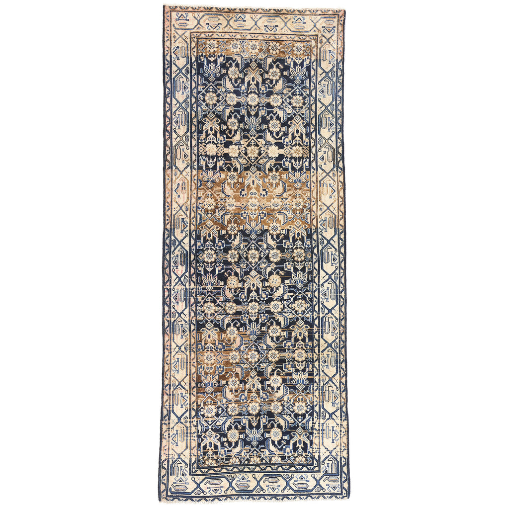 4 x 9 Navy Blue Vintage Persian Mahal Rug 61394