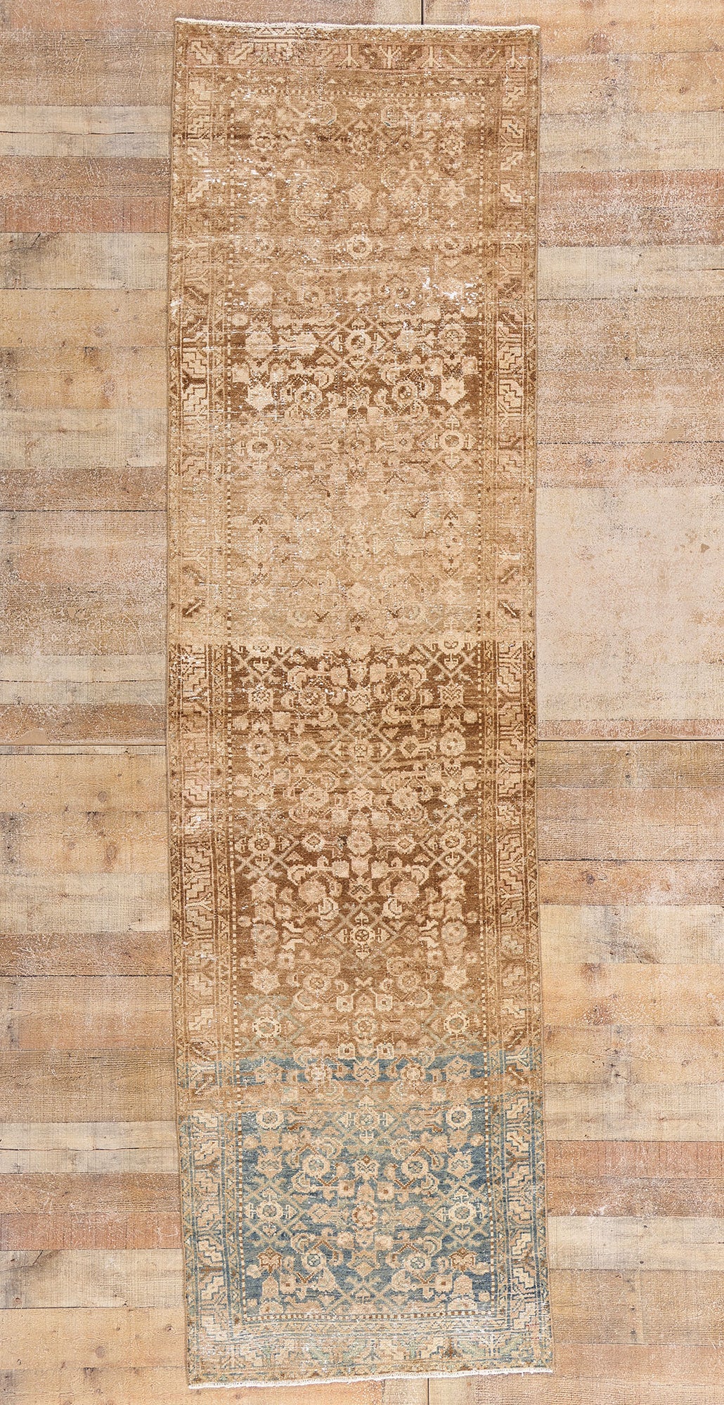 3 x 10 Brown Vintage Persian Hamadan Rug 61406