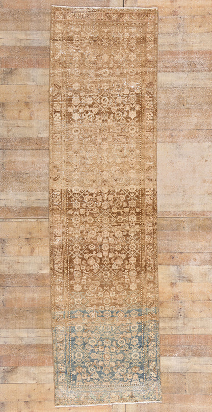 3 x 10 Brown Vintage Persian Hamadan Rug 61406