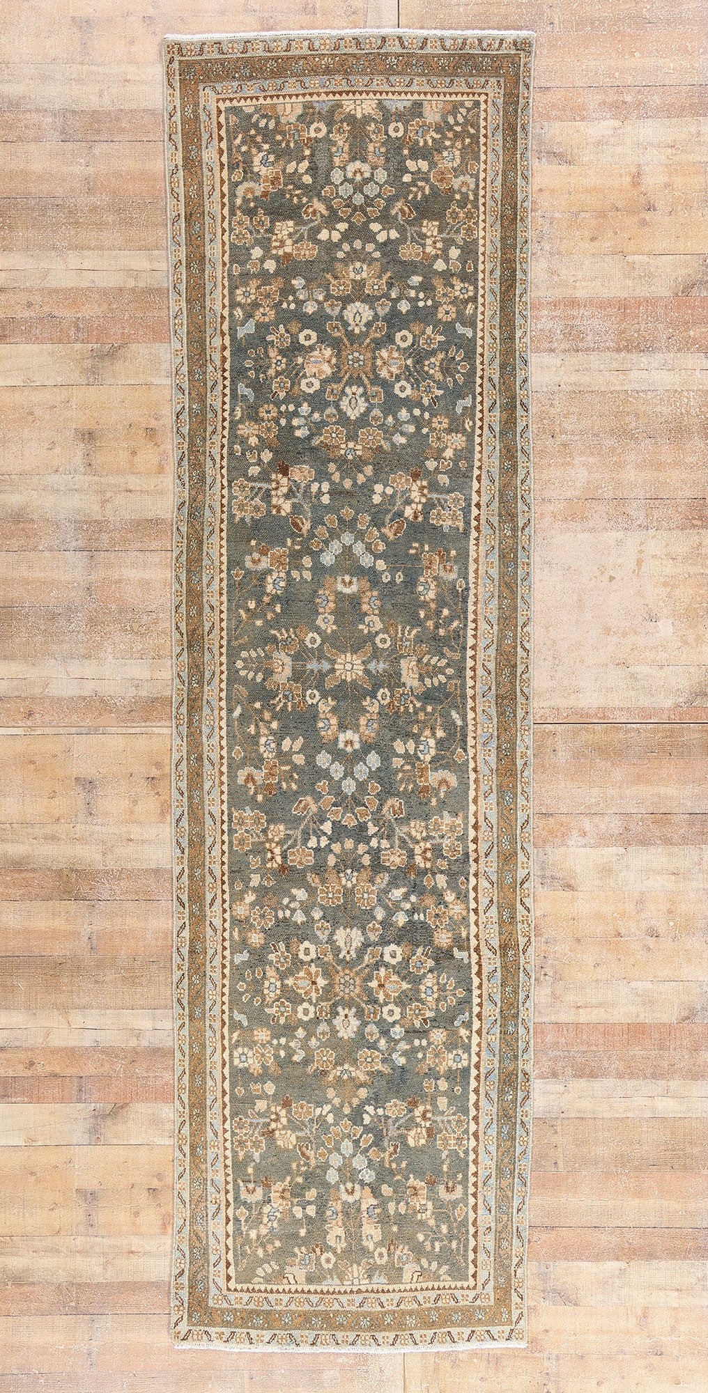 4 x 13 Blue Vintage Persian Hamadan Rug 61407