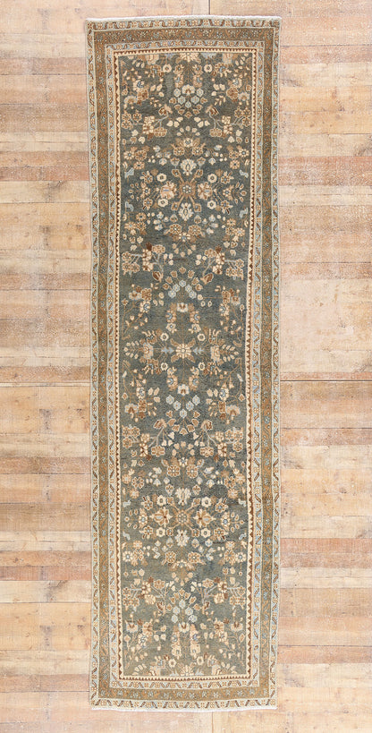 4 x 13 Blue Vintage Persian Hamadan Rug 61407