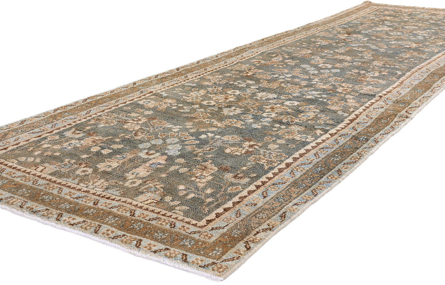 4 x 13 Blue Vintage Persian Hamadan Rug 61407