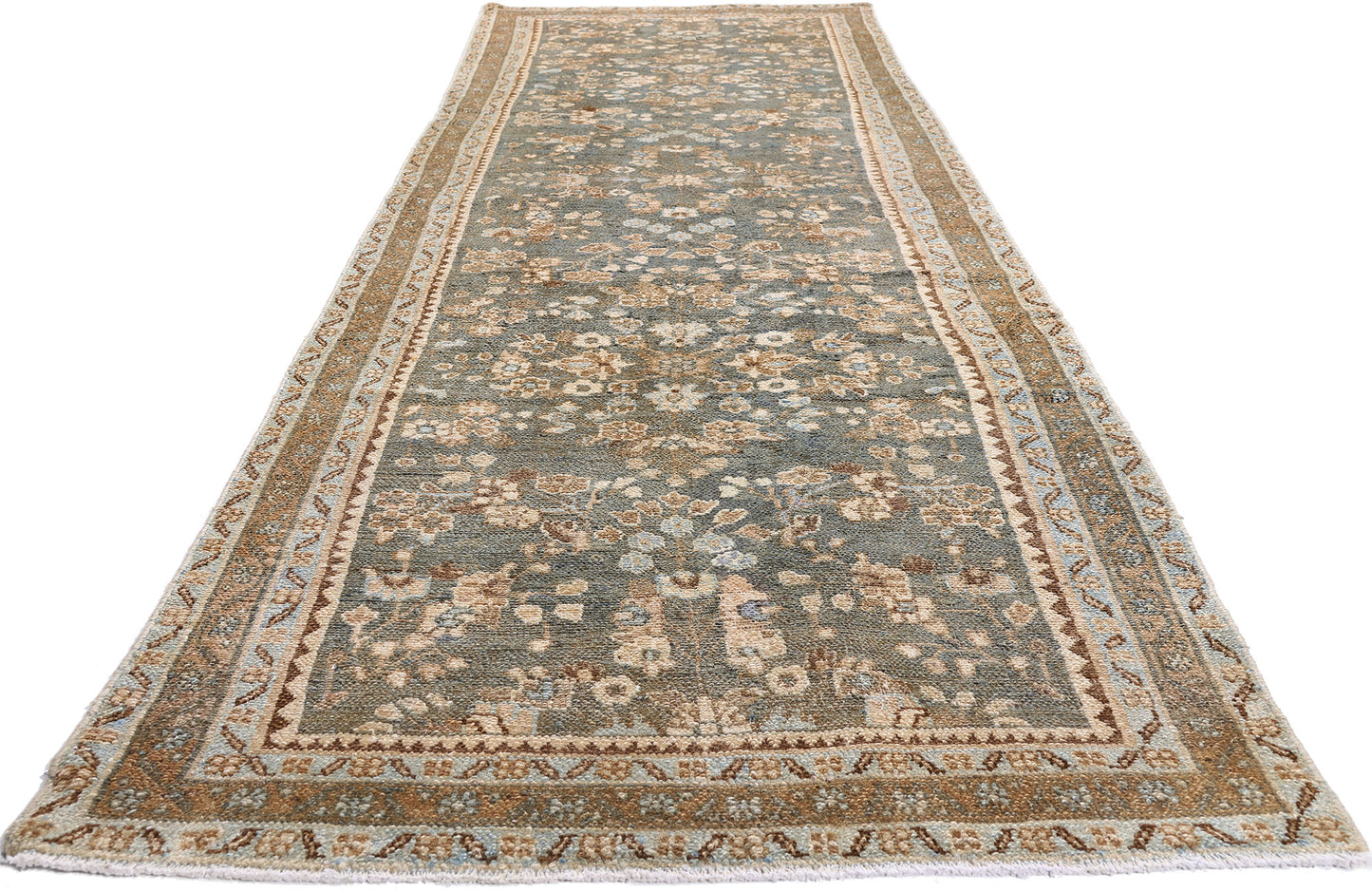4 x 13 Blue Vintage Persian Hamadan Rug 61407
