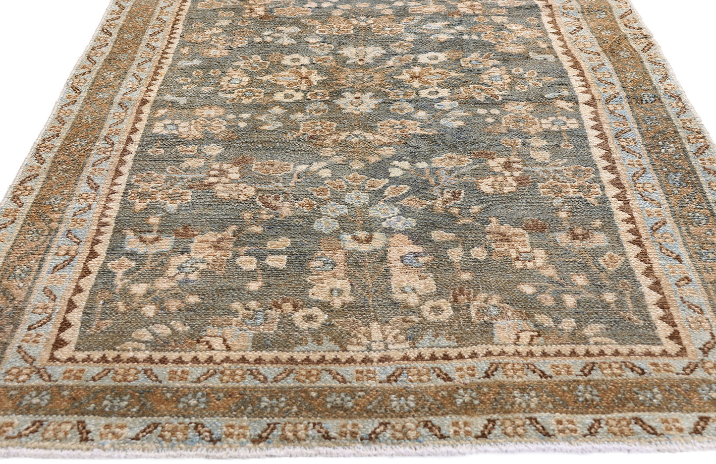 4 x 13 Blue Vintage Persian Hamadan Rug 61407
