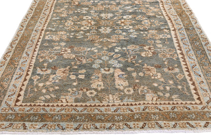 4 x 13 Blue Vintage Persian Hamadan Rug 61407