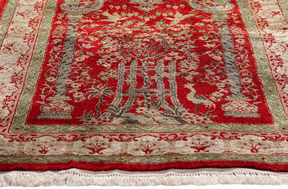 3 x 5 Red Vintage Turkish Hereke Prayer Rug 61409
