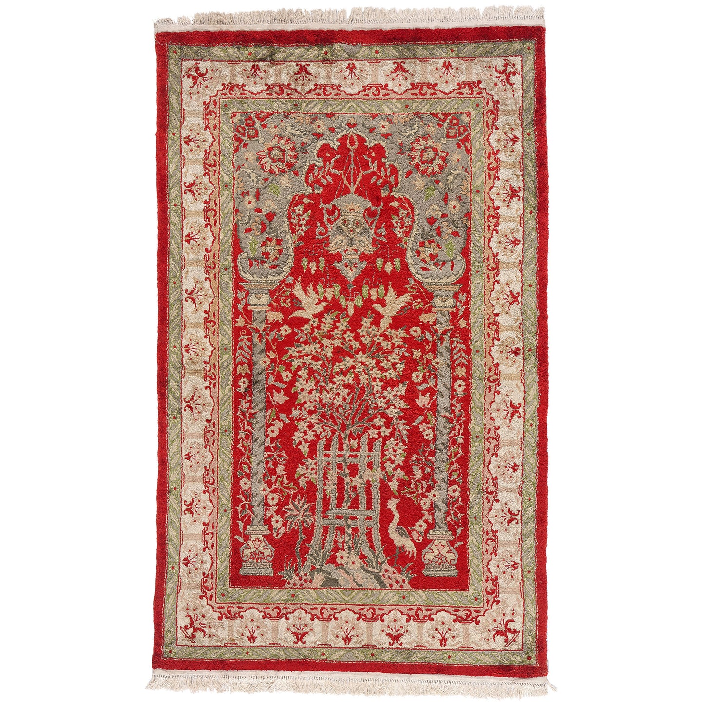 3 x 5 Red Vintage Turkish Hereke Prayer Rug 61409