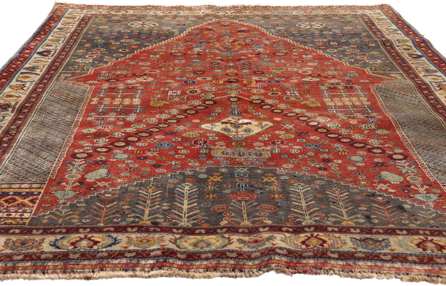 5 x 8 Red Vintage Persian Qashqai Rug 61414