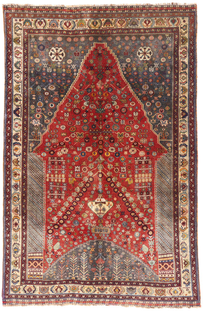5 x 8 Red Vintage Persian Qashqai Rug 61414