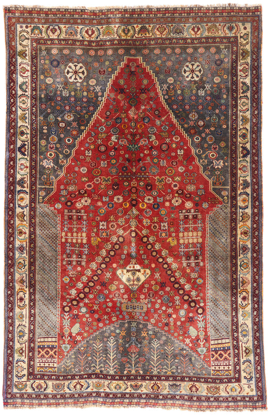 5 x 8 Red Vintage Persian Qashqai Rug 61414