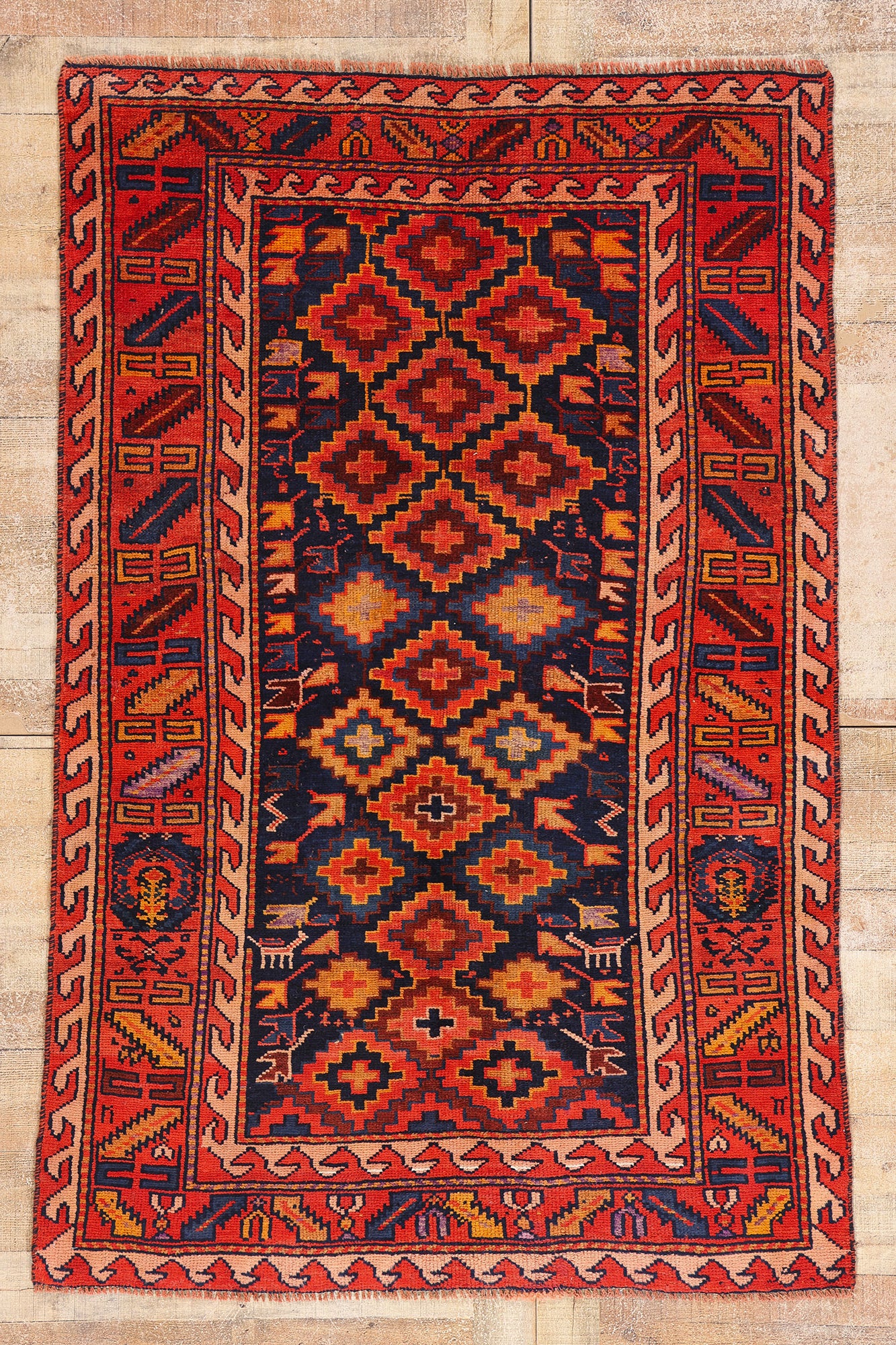 4 x 7 - Navy Blue Antique Shiraz Rug - 61420