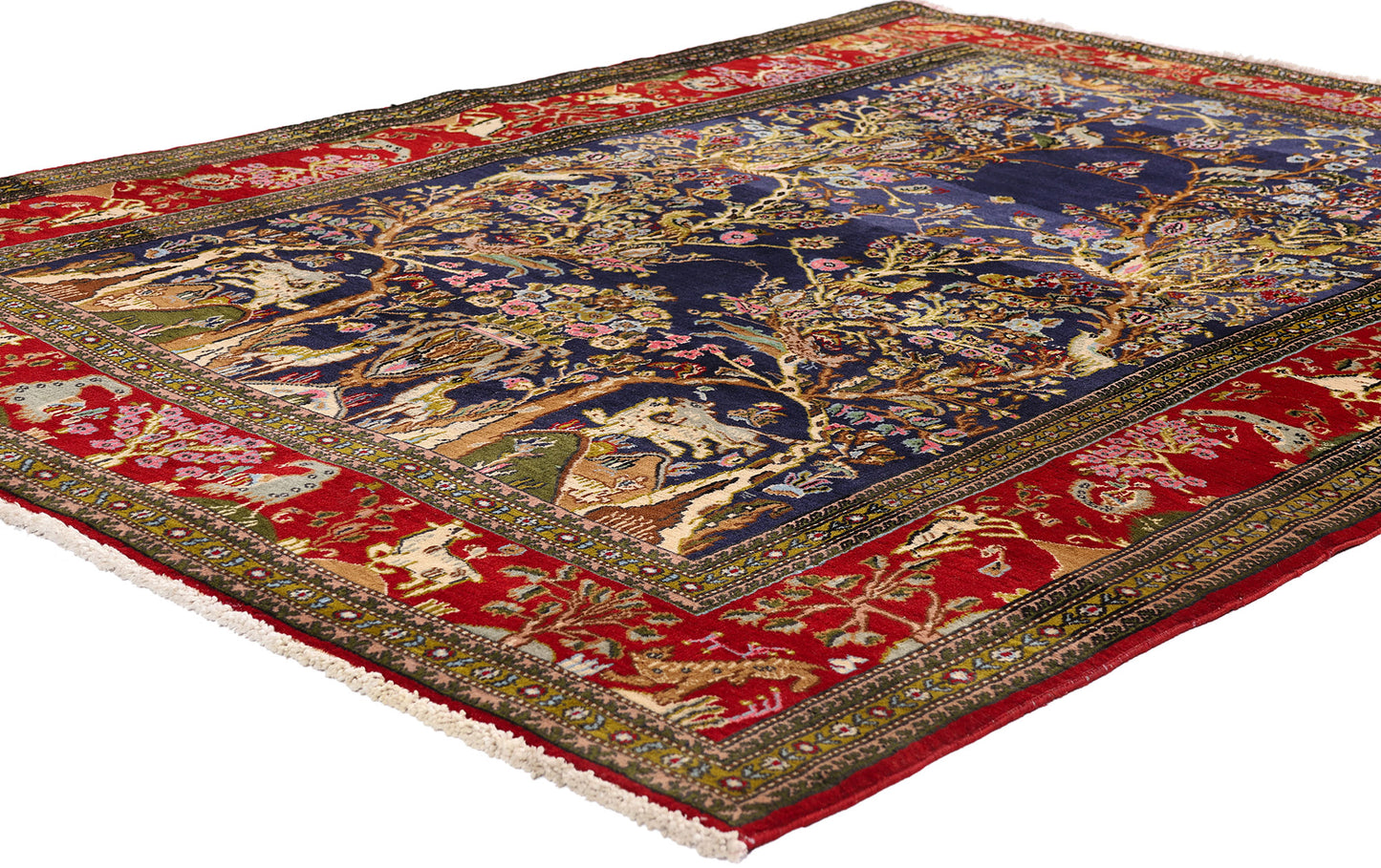 5 x 6 - Navy Blue Vintage Persian Qum Rug - 61424