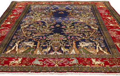 5 x 6 - Navy Blue Vintage Persian Qum Rug - 61424